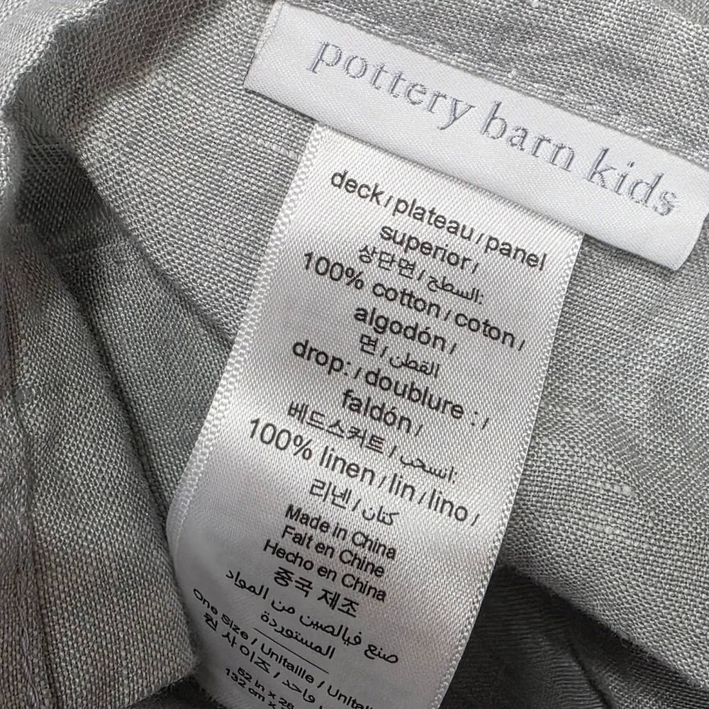Pottery Barn Kids Crib Skirt Gray Linen Blend Ruffle Tailored